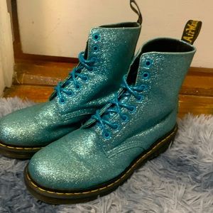doc martens glitter blue boots
